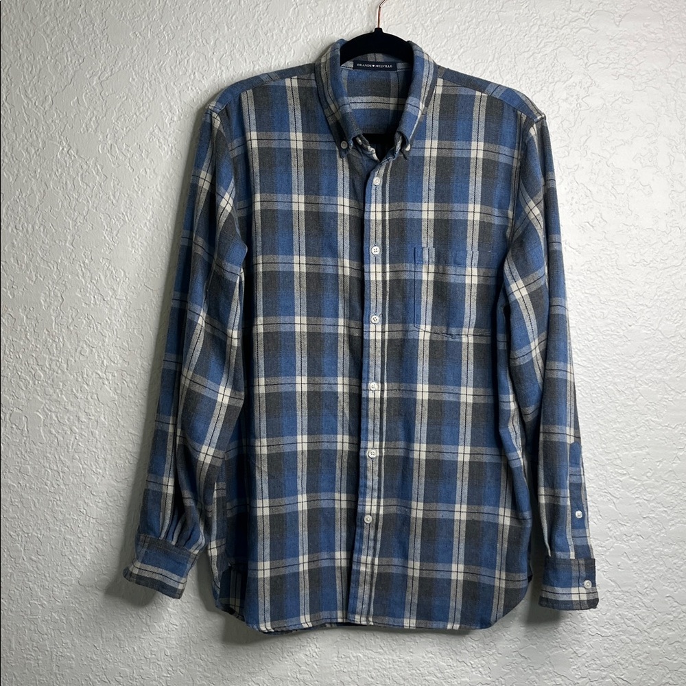 Brandy Melville Blue Plaid Hazel Flannel Button Front Shirt - Picture 5 of 10